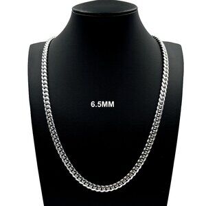 Real 925 SOLID Sterling Silver 6.5mm Miami Cuban Link Chain Necklace 24" inch